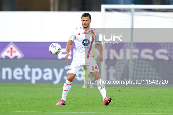 Andrea Carboni of AC Monza in action during the Serie A Enilive match between ACF Fiorentina and AC Monza at Stadio Artemio Franchi on Septe...