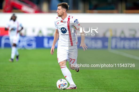 Georgios Kyriakopoulos of AC Monza in action during the Serie A Enilive match between ACF Fiorentina and AC Monza at Stadio Artemio Franchi...