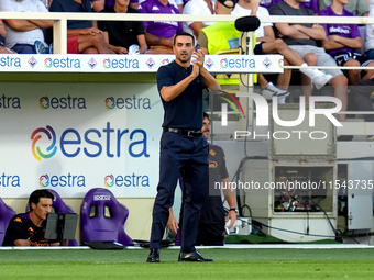 Raffaele Palladino head coach of ACF Fiorentina gestures during the Serie A Enilive match between ACF Fiorentina and AC Monza at Stadio Arte...