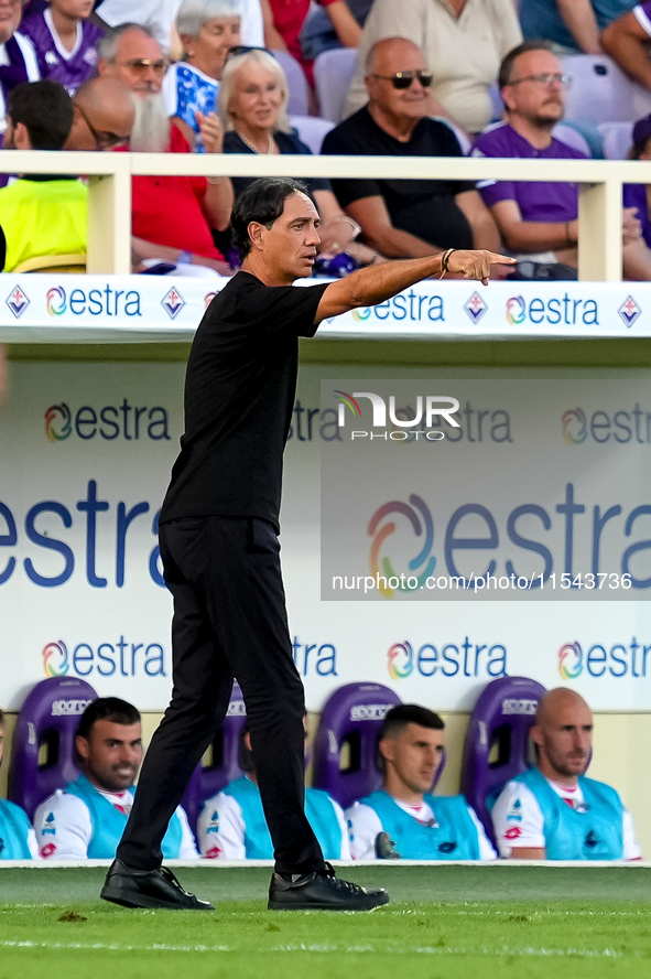 Alessandro Nesta head coach of AC Monza gestures during the Serie A Enilive match between ACF Fiorentina and AC Monza at Stadio Artemio Fran...