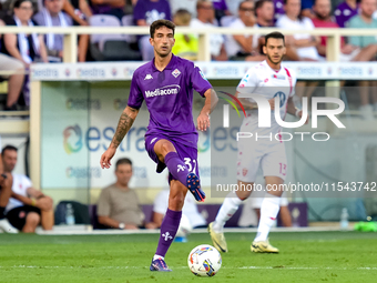 Danilo Cataldi of ACF Fiorentina in action during the Serie A Enilive match between ACF Fiorentina and AC Monza at Stadio Artemio Franchi on...