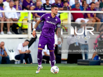 Cristiano Biraghi of ACF Fiorentina during the Serie A Enilive match between ACF Fiorentina and AC Monza at Stadio Artemio Franchi on Septem...