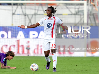 Warren Bondo of AC Monza reacts during the Serie A Enilive match between ACF Fiorentina and AC Monza at Stadio Artemio Franchi on September...