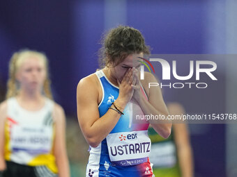 Laure Ustaritz of France looks on in Women's 400m - T37 Final during the Paris 2024 Paralympic Games at Stade de France on September 3, 2024...