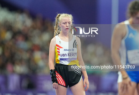 Selma Van Kerm of Belgium looks on in Women's 400m - T37 Final during the Paris 2024 Paralympic Games at Stade de France on September 3, 202...