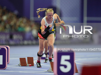 Selma Van Kerm of Belgium looks on in Women's 400m - T37 Final during the Paris 2024 Paralympic Games at Stade de France on September 3, 202...