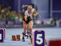 Selma Van Kerm of Belgium looks on in Women's 400m - T37 Final during the Paris 2024 Paralympic Games at Stade de France on September 3, 202...