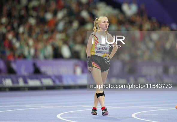 Selma Van Kerm of Belgium looks on in Women's 400m - T37 Final during the Paris 2024 Paralympic Games at Stade de France on September 3, 202...