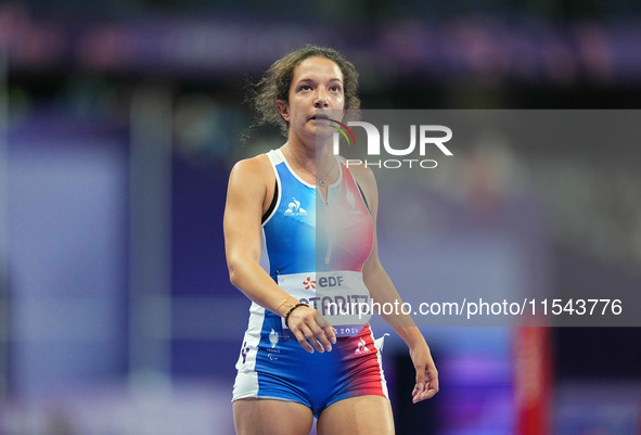 Laure Ustaritz of France looks on in Women's 400m - T37 Final during the Paris 2024 Paralympic Games at Stade de France on September 3, 2024...