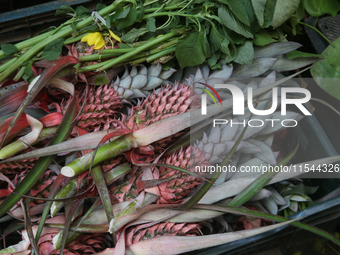 Pineapples are sold at the Connemara market (Palayam Market) in Thiruvananthapuram, Kerala, India, on April 13, 2024. The Connemara market (...