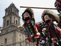 Sale of dolls takes place on Tuesday, September 3, 2024, in the Zocalo of Mexico City, Mexico, on the eve of Mexico's Independence Day, whic...