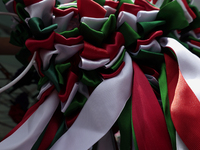 Sale of tricolour ribbons in Mexico City, Mexico, on September 3, 2024, on the eve of the Cry of Independence of Mexico to be held on Septem...