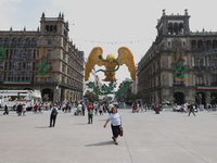 View of a monumental eagle on 20 de Noviembre Avenue in Mexico City, Mexico, on September 3, 2024, on the eve of Mexican Independence Day, w...