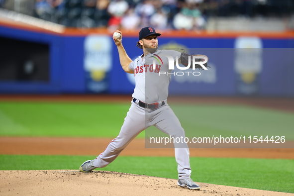 Boston Red Sox pitcher Kutter Crawford #50 throws during the first inning of the baseball game against the New York Mets at Citi Field in Co...