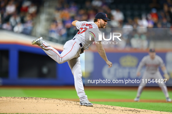 Boston Red Sox pitcher Kutter Crawford #50 throws during the second inning of the baseball game against the New York Mets at Citi Field in C...