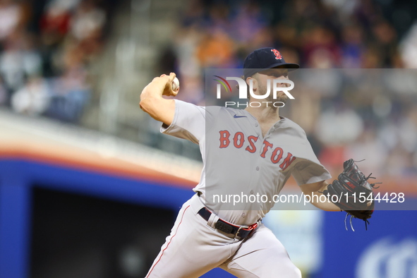 Boston Red Sox pitcher Kutter Crawford #50 throws during the second inning of the baseball game against the New York Mets at Citi Field in C...