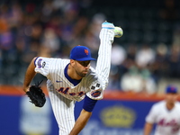 New York Mets starting pitcher David Peterson #23 throws during the second inning of the baseball game against the Boston Red Sox at Citi Fi...