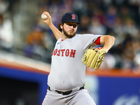 Boston Red Sox pitcher Justin Slaten #63 throws during the seventh inning of the baseball game against the New York Mets at Citi Field in Co...