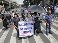 Law students from different universities join a demonstration outside the Sala de Armas in the Ciudad Deportiva to protest against the judic...