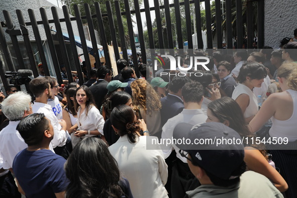 Law students from different universities join a demonstration outside the Sala de Armas in the Ciudad Deportiva to protest against the judic...