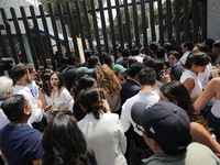 Law students from different universities join a demonstration outside the Sala de Armas in the Ciudad Deportiva to protest against the judic...