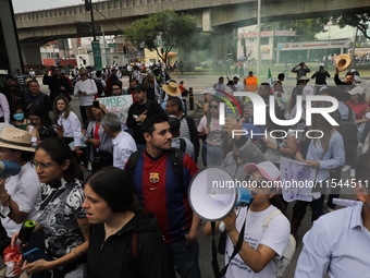 Law students from different universities join a demonstration outside the Sala de Armas in the Ciudad Deportiva to protest against the judic...