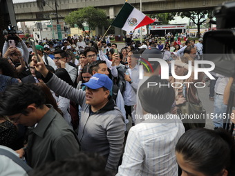 Law students from different universities join a demonstration outside the Sala de Armas in the Ciudad Deportiva to protest against the judic...