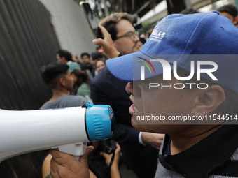 Law students from different universities join a demonstration outside the Sala de Armas in the Ciudad Deportiva in Mexico City, Mexico, to p...