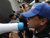 Law students from different universities join a demonstration outside the Sala de Armas in the Ciudad Deportiva in Mexico City, Mexico, to p...