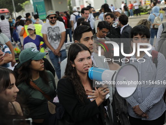 Law students from different universities join a demonstration outside the Sala de Armas in the Ciudad Deportiva to protest against the judic...