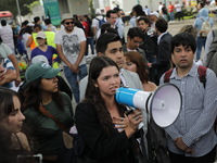 Law students from different universities join a demonstration outside the Sala de Armas in the Ciudad Deportiva to protest against the judic...