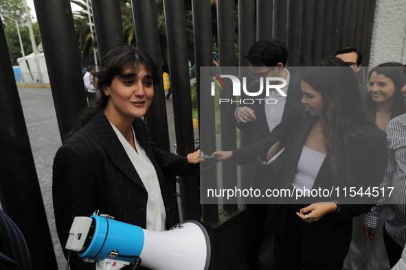 Law students from different universities join a demonstration outside the Sala de Armas in the Ciudad Deportiva to protest against the judic...