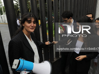 Law students from different universities join a demonstration outside the Sala de Armas in the Ciudad Deportiva to protest against the judic...