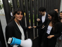 Law students from different universities join a demonstration outside the Sala de Armas in the Ciudad Deportiva to protest against the judic...