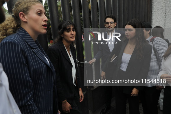 Law students from different universities join a demonstration outside the Sala de Armas in the Ciudad Deportiva to protest against the judic...