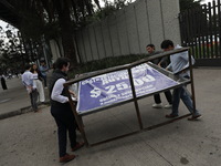 Law students from different universities join a demonstration outside the Sala de Armas in the Ciudad Deportiva to protest against the judic...