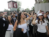 Law students from different universities join a demonstration outside the Sala de Armas in the Ciudad Deportiva to protest against the judic...