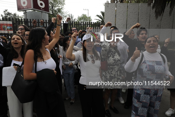 Law students from different universities join a demonstration outside the Sala de Armas in the Ciudad Deportiva to protest against the judic...