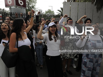 Law students from different universities join a demonstration outside the Sala de Armas in the Ciudad Deportiva to protest against the judic...