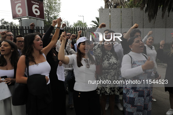 Law students from different universities join a demonstration outside the Sala de Armas in the Ciudad Deportiva to protest against the judic...