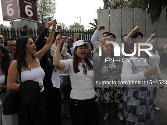 Law students from different universities join a demonstration outside the Sala de Armas in the Ciudad Deportiva to protest against the judic...