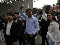 Law students from different universities join a demonstration outside the Sala de Armas in the Ciudad Deportiva to protest against the judic...