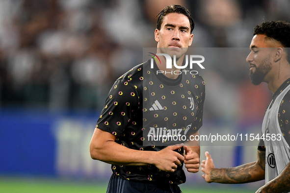 Dusan Vlahovic of Juventus during the Serie A match between Juventus FC and AS Roma at Allianz Stadium in Turin, Italy, on September 1, 2024...