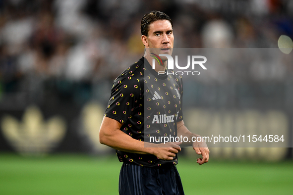 Dusan Vlahovic of Juventus during the Serie A match between Juventus FC and AS Roma at Allianz Stadium in Turin, Italy, on September 1, 2024...