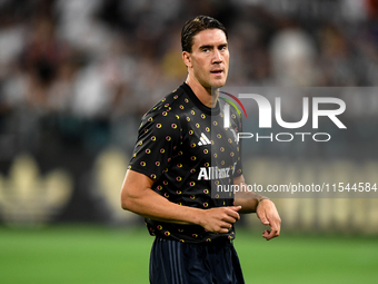 Dusan Vlahovic of Juventus during the Serie A match between Juventus FC and AS Roma at Allianz Stadium in Turin, Italy, on September 1, 2024...