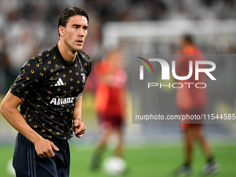 Dusan Vlahovic of Juventus during the Serie A match between Juventus FC and AS Roma at Allianz Stadium in Turin, Italy, on September 1, 2024...