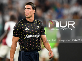 Dusan Vlahovic of Juventus during the Serie A match between Juventus FC and AS Roma at Allianz Stadium in Turin, Italy, on September 1, 2024...