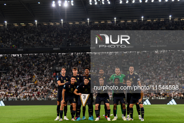 The Juventus team poses before the Serie A match between Juventus FC and AS Roma at Allianz Stadium in Turin, Italy, on September 1, 2024. 