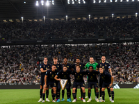 The Juventus team poses before the Serie A match between Juventus FC and AS Roma at Allianz Stadium in Turin, Italy, on September 1, 2024. (