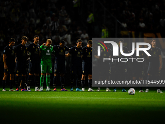 Juventus observe a minute of silence before the Serie A match between Juventus FC and AS Roma at Allianz Stadium in Turin, Italy, on Septemb...